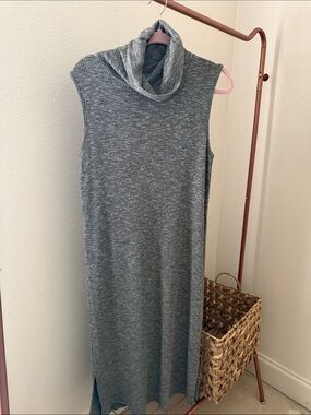 Sleeveless Olive Turtleneck Knit Dress